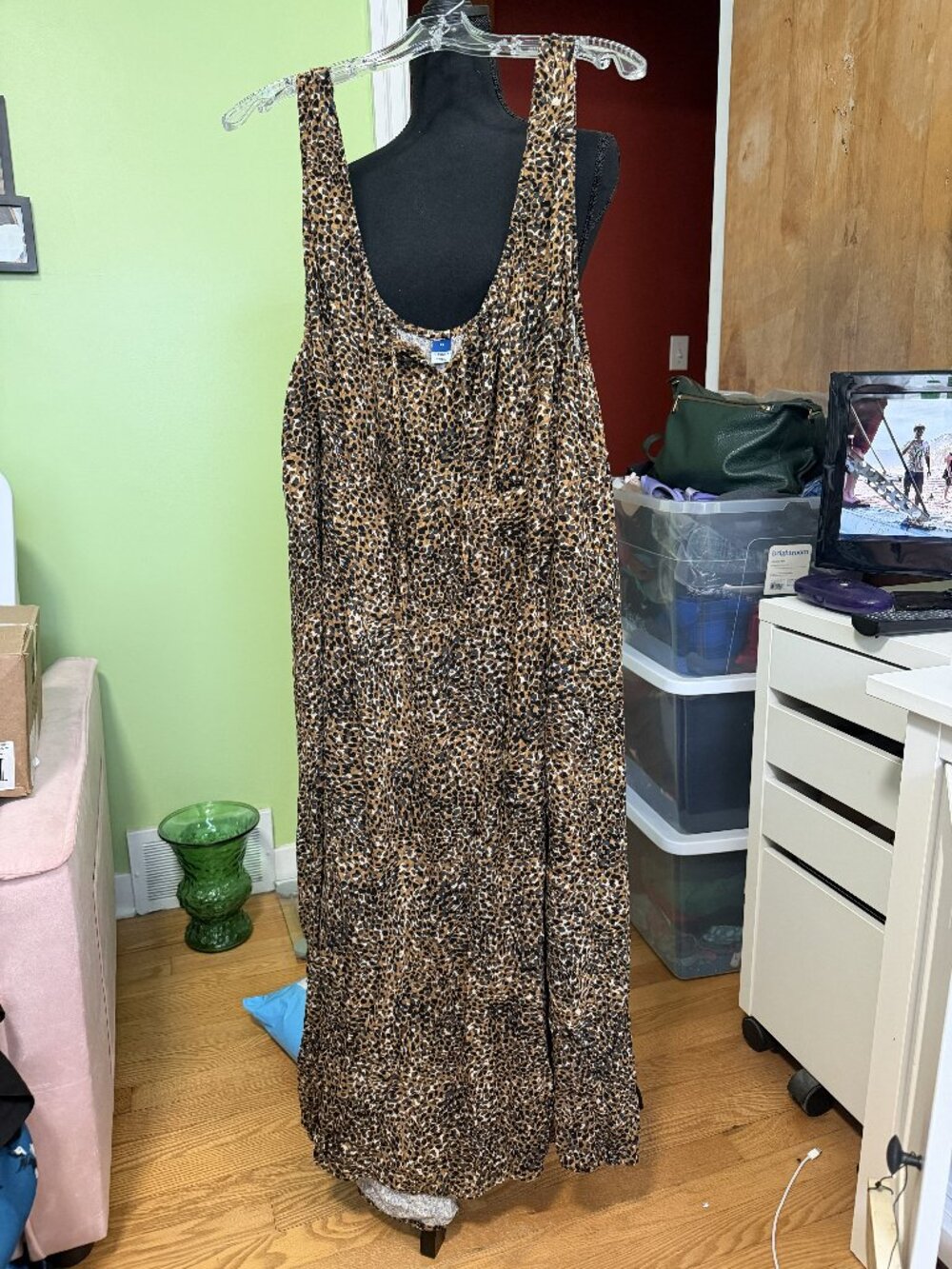 Old Navy Leopard Print Sleeveless Midi Dress 3X